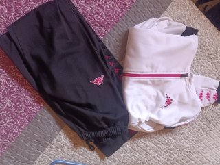 Chándal Kappa Mujer Blanco, Negro y Rosa