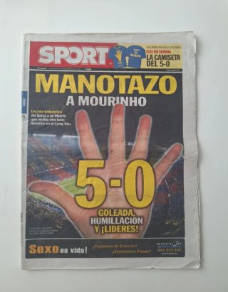 Periódico Sport Barcelona 5-0 Real Madrid 2010