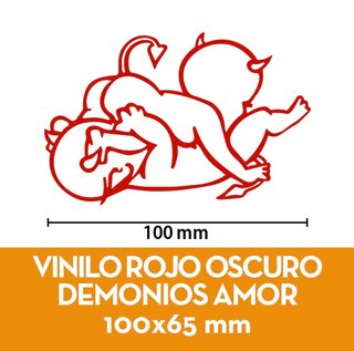 Vinilo Demonios Amor ROJO OSCURO 100x65 mm.