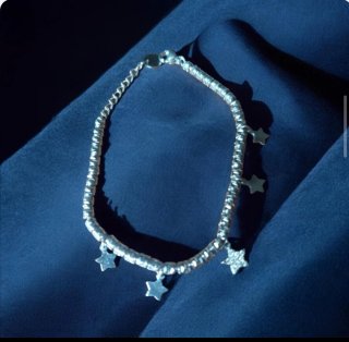 _Preciosa Pulsera plata con estrellas y brillantes