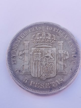 Moneda 5 Pesetas Amadeo I 1871
