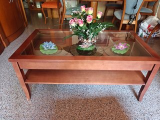 Mesa de centro madera y cristal