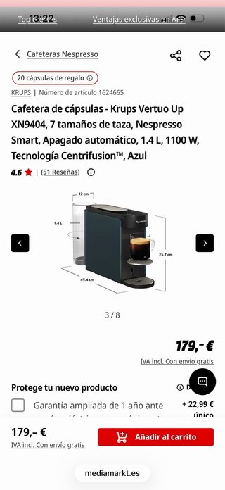 Cafetera Nespresso KRUPS Azul