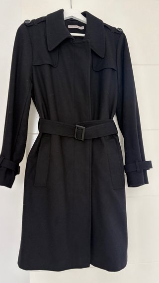Kookai abrigo trench talla 40 negro paño estado co