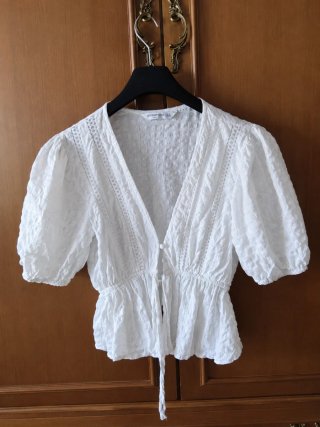 Blusa Blanca Boho Mangas Abullonadas