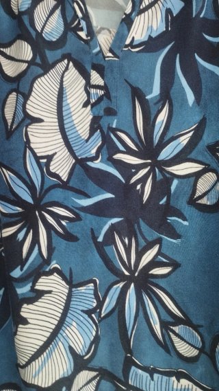 Blusón estampado de hojas azul