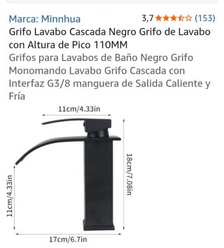 Grifo Negro Lavabo Metal