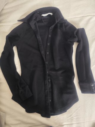 Blusa negra con botones, otoño, invierno, primaver