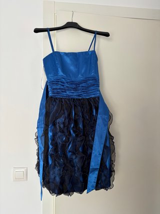 Vestido fiesta azul y negro