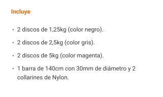 Barra de pesas con discos y collarines