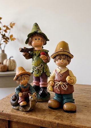 Tres Figuras Gnomos del Bosque Rústico Cottagecore