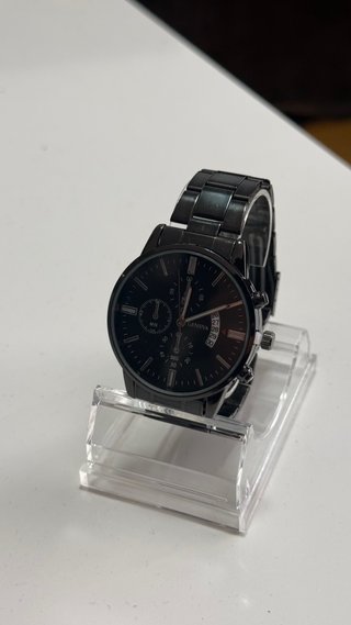 Reloj Geneva Negro y Plateado Hombre