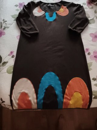 Vestido Algodón Manga Pirata Multicolor Talla M