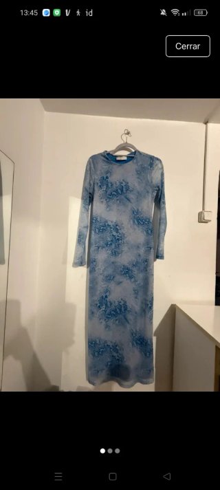 Vestido largo estampado azul y blanco