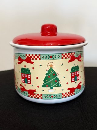 Biscottiera Natale Ceramica Rosso Verde