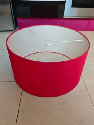 Pantalla de lámpara tela roja y blanca