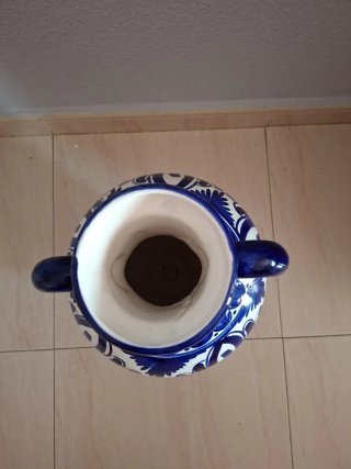 Cántaro de Cerámica Blanco y Azul