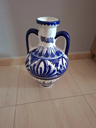 Cántaro de Cerámica Blanco y Azul
