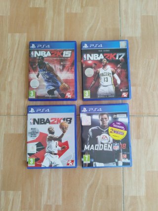 Lote 4 Juegos PS4: NBA 2K15, 2K17, 2K18, Madden 18