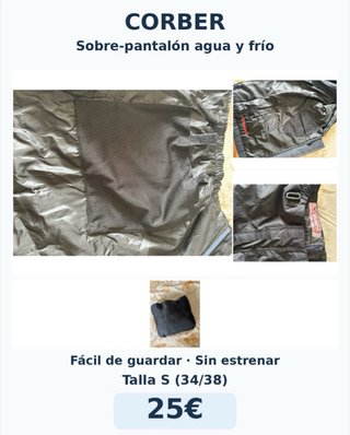 Sobrepantalón moto Corber Talla S