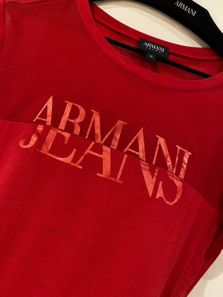 Camiseta Armani Jeans Roja Logo Talla M