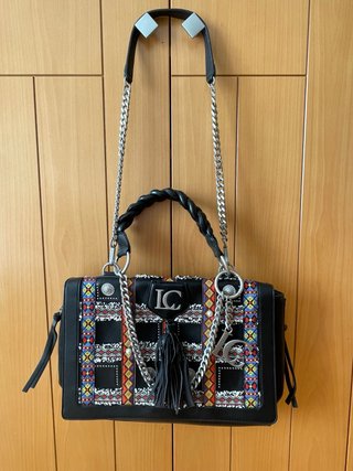 Bolso piel La Carrie negro multicolor