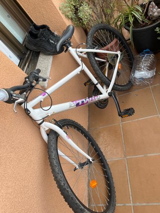Bicicleta blanca con detalles lila