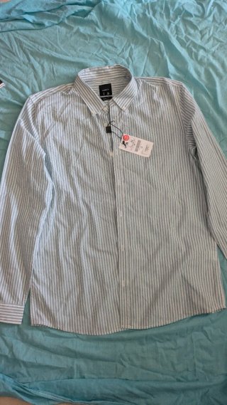 Camisa Manga Larga Verde y Blanca Talla L