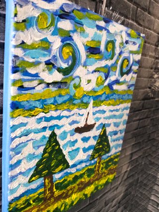 Cuadro Acrílico con Relieve - Velero 24x30