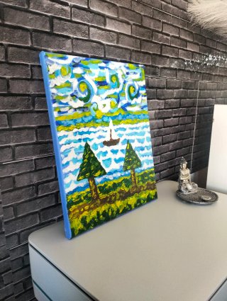 Cuadro Acrílico con Relieve - Velero 24x30