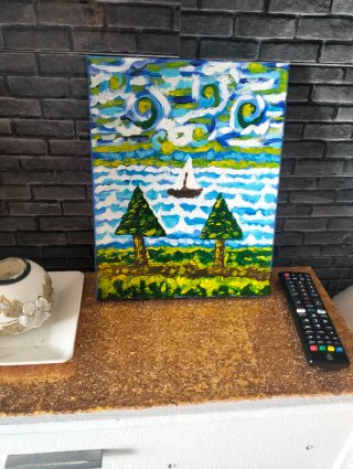 Cuadro Acrílico con Relieve - Velero 24x30