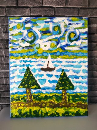 Cuadro Acrílico con Relieve - Velero 24x30
