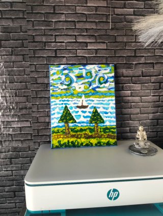 Cuadro Acrílico con Relieve - Velero 24x30
