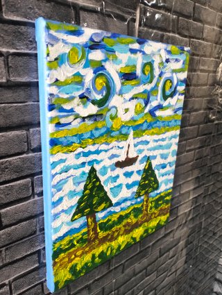 Cuadro Acrílico con Relieve - Velero 24x30
