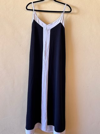 Vestido largo bicolor negro y blanco