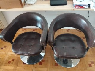 Juego de 2 Sillas de Cuero Marrón