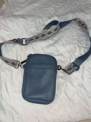 Bolso bandolera mujer azul y beige