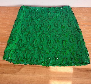 Falda de lentejuelas verde Zara Talla S