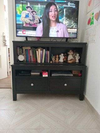 Mueble TV Hemnes Negro + estanteria