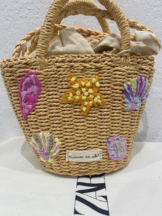 Bolso Zara Mini Cesta Bordada
