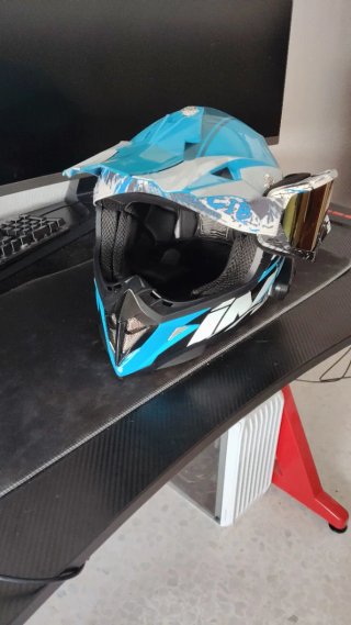 Casco Motocross Pitbike Azul y Blanco