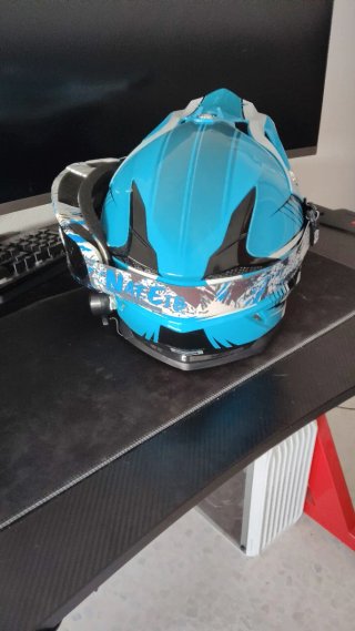 Casco Motocross Pitbike Azul y Blanco