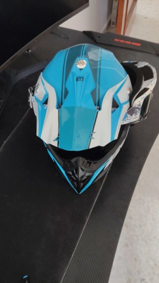 Casco Motocross Pitbike Azul y Blanco