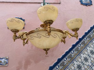 Lámpara de alabastro 6 brazos dorada muy bonita