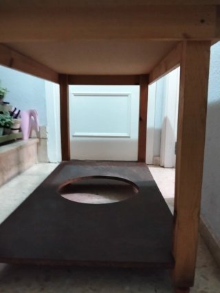 Mesa camilla de madera sin cristal