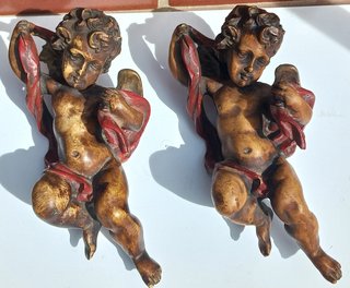 Pareja de querubines o angelotes para colgar. 24cm