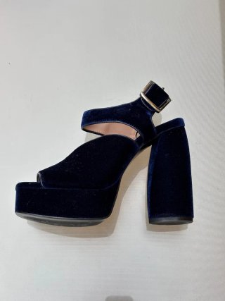 Sandalias Zara Terciopelo Azul Talla 39