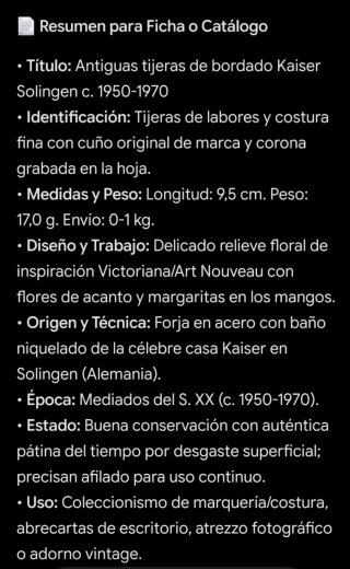 Antiguas Tijeras Labores - Art Nouveau - 1950C.