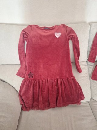 2 Vestidos rojos terciopelo niña 140cm y 104cm