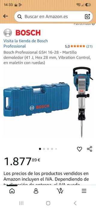 Martillo Demoledor Bosch GSH 16 Profesional